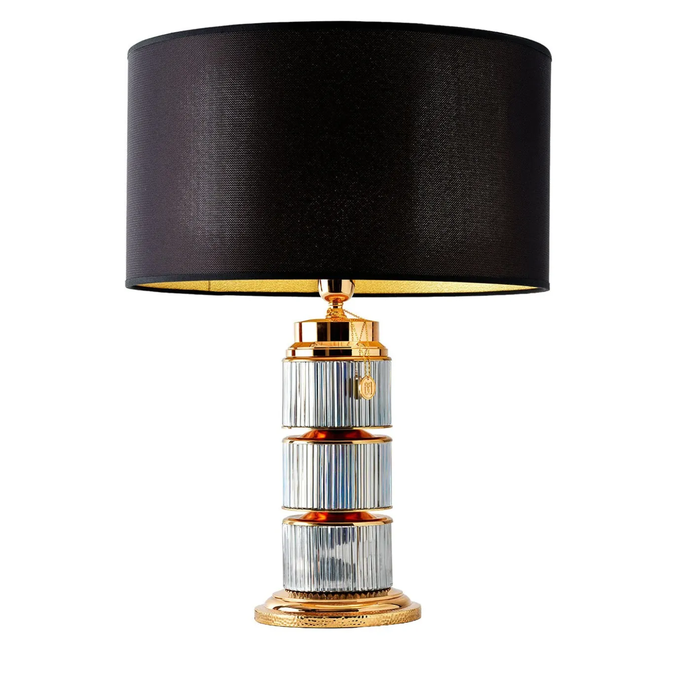Lampada da tavolo in cristallo perlato Boccadibronzo in finitura oro rosa
