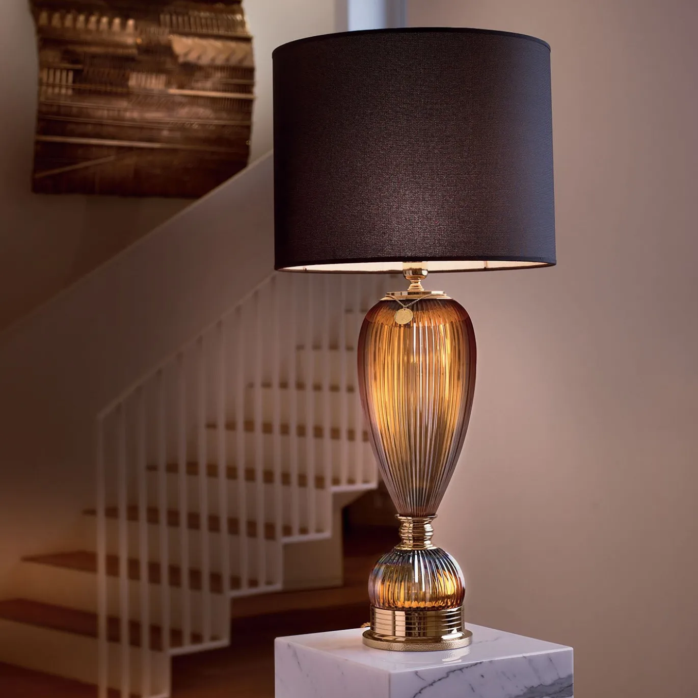 Lampada da tavolo in cristallo Boccadoro Pearl-Gold