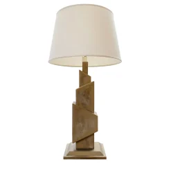 Lampada da tavolo in legno con finitura cemento Divia Aeris Bronze