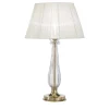 Lampada da tavolo in oro e cristallo con paralume in organza