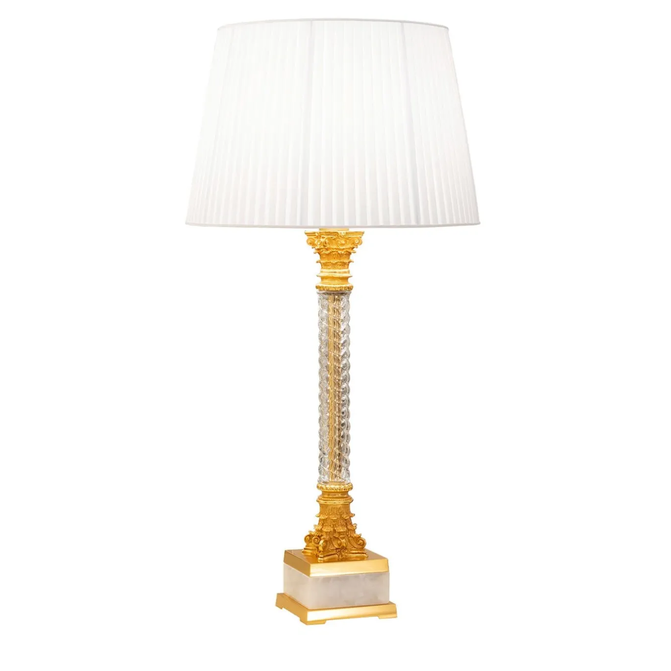 Lampada da tavolo in oro e cristallo in stile impero