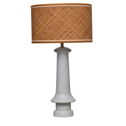 Lampada da tavolo in rattan di cemento
