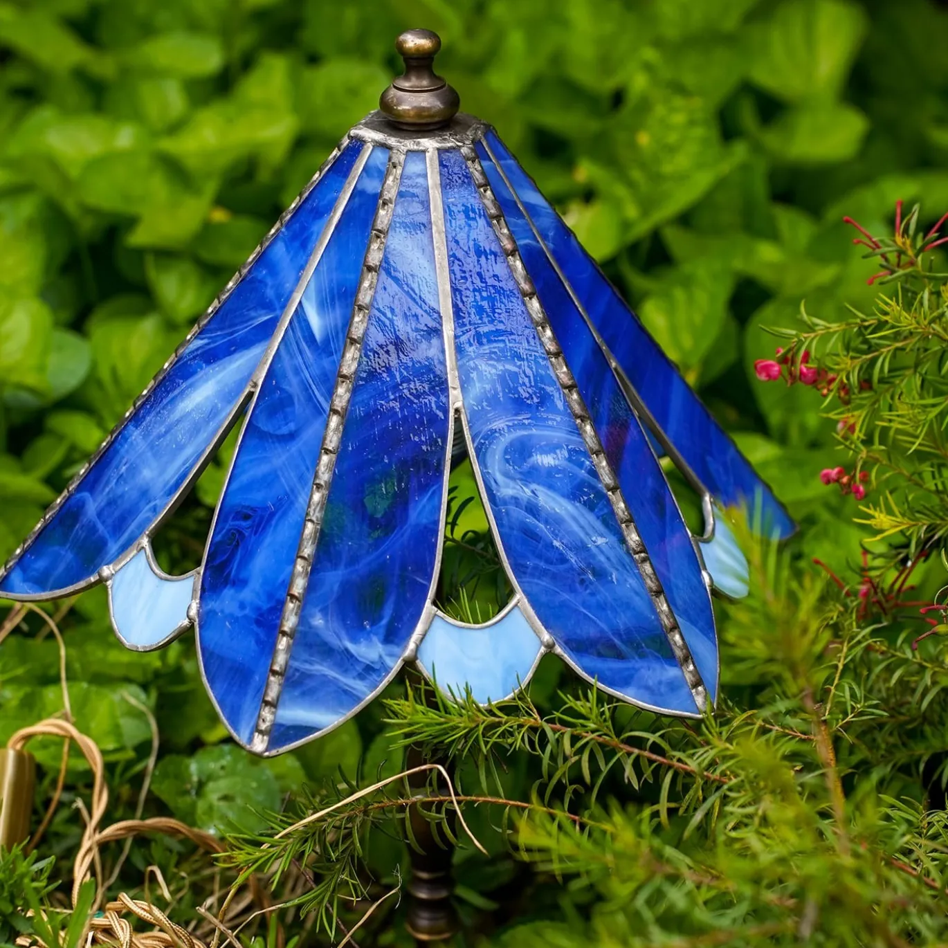 Lampada da tavolo in vetro blu Tiffany Preziosa