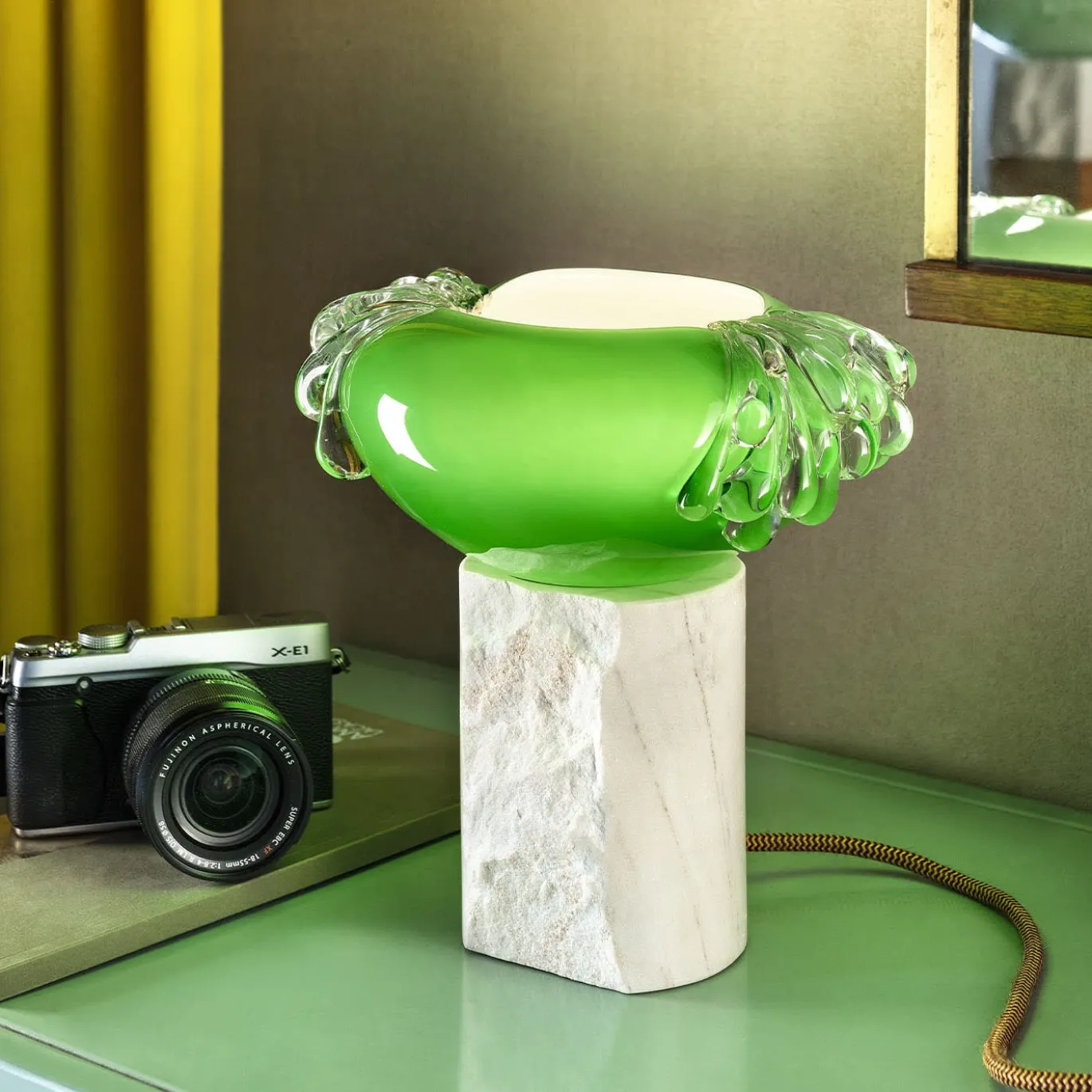 Lampada da tavolo in vetro di Murano Stravedamento verde