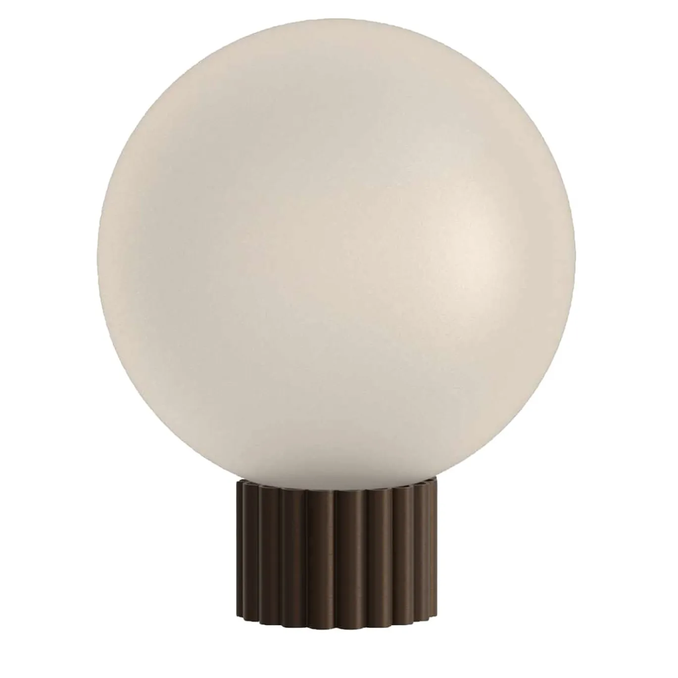 Lampada da tavolo in vetro satinato e ottone brunito Baleta di Isacco Brioschi