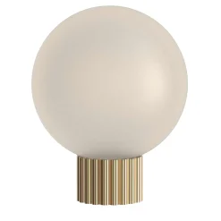 Lampada da tavolo in vetro satinato e ottone champagne Baleta di Isacco Brioschi