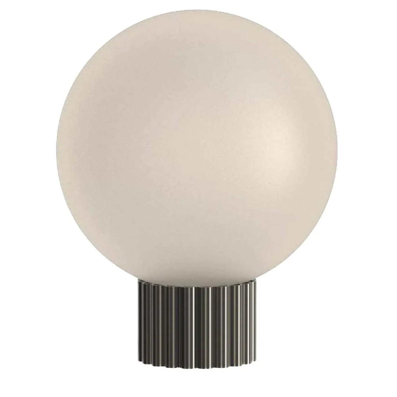 Lampada da tavolo in vetro satinato e ottone grigio Baleta di Isacco Brioschi