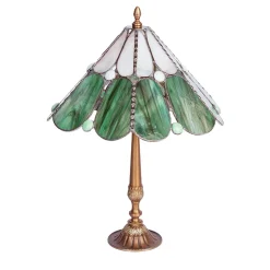 Lampada da tavolo in vetro verde e bianco Tiffany Preziosa
