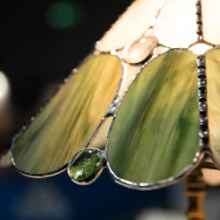 Lampada da tavolo in vetro verde e bianco Tiffany Preziosa