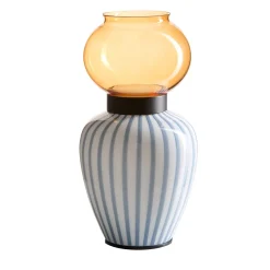 Lampada da tavolo Layla a righe blu chiaro di Serena Confalonieri