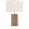 Lampada da tavolo Livia intrecciata a mano, oro