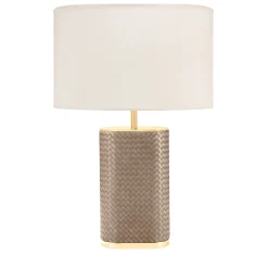 Lampada da tavolo Livia intrecciata a mano, oro