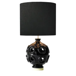 Lampada da tavolo Liz in ceramica nera con paralume