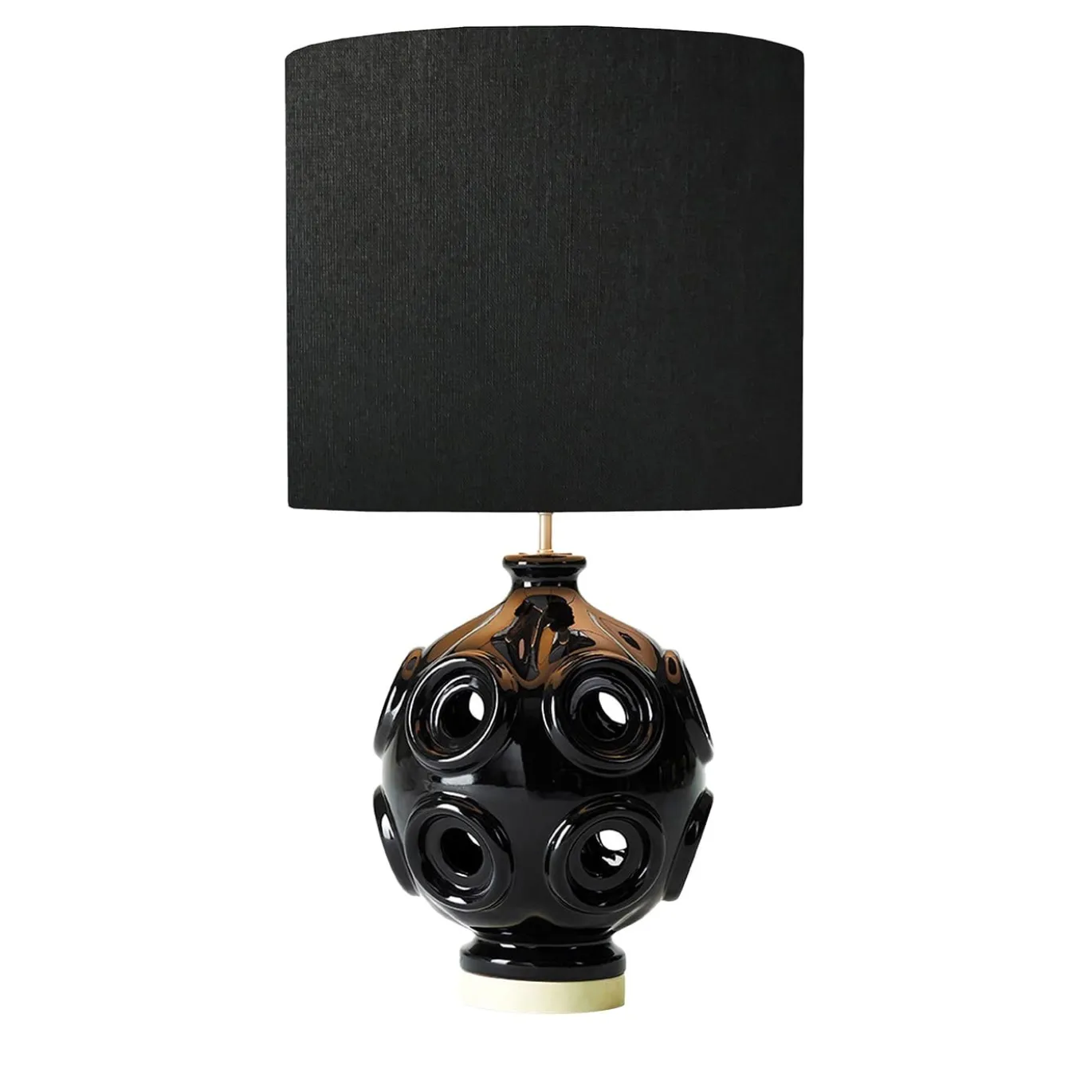 Lampada da tavolo Liz in ceramica nera con paralume