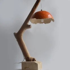 Lampada da tavolo Lume Arancio in ceramica e legno