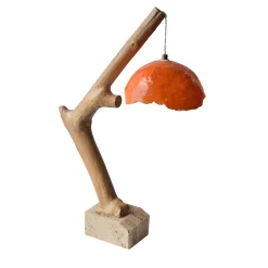 Lampada da tavolo Lume Arancio in ceramica e legno