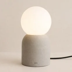 Lampada da tavolo Lume in gres grigio e vetro opalino