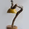 Lampada da tavolo Lume Limone in Ceramica gialla e Legno