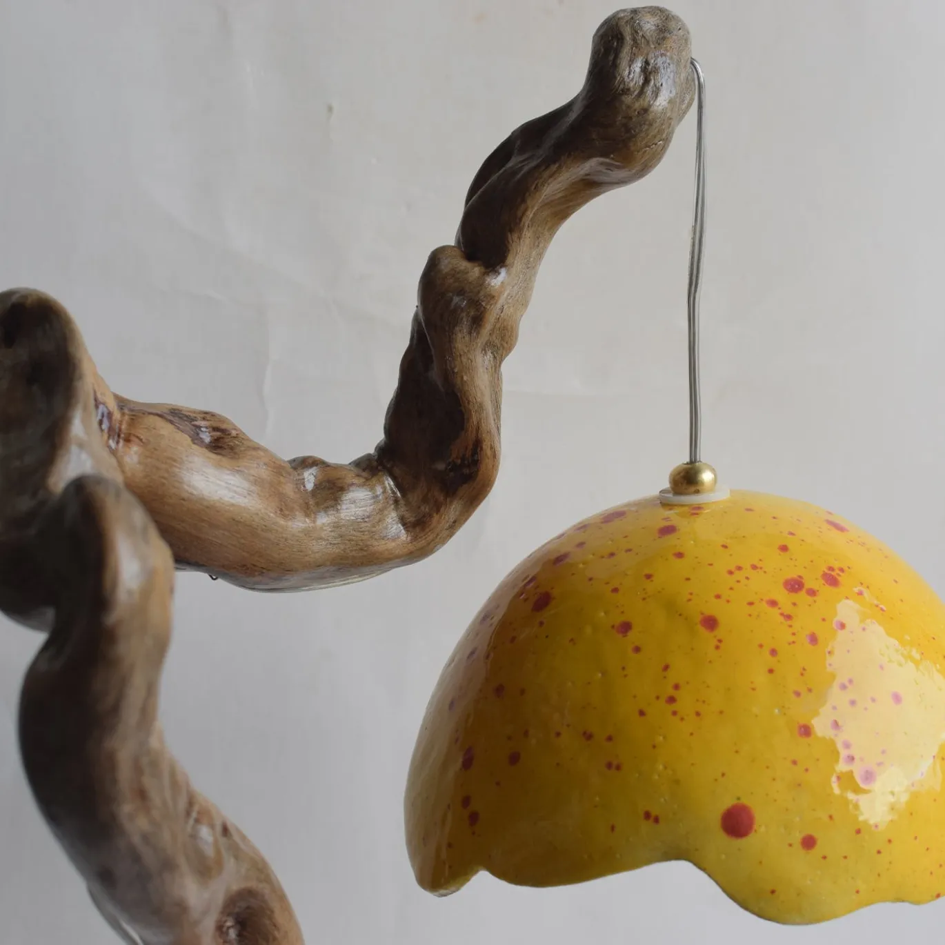 Lampada da tavolo Lume Limone in Ceramica gialla e Legno