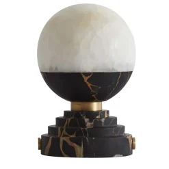 Lampada da tavolo Lunar in marmo Portoro e onice