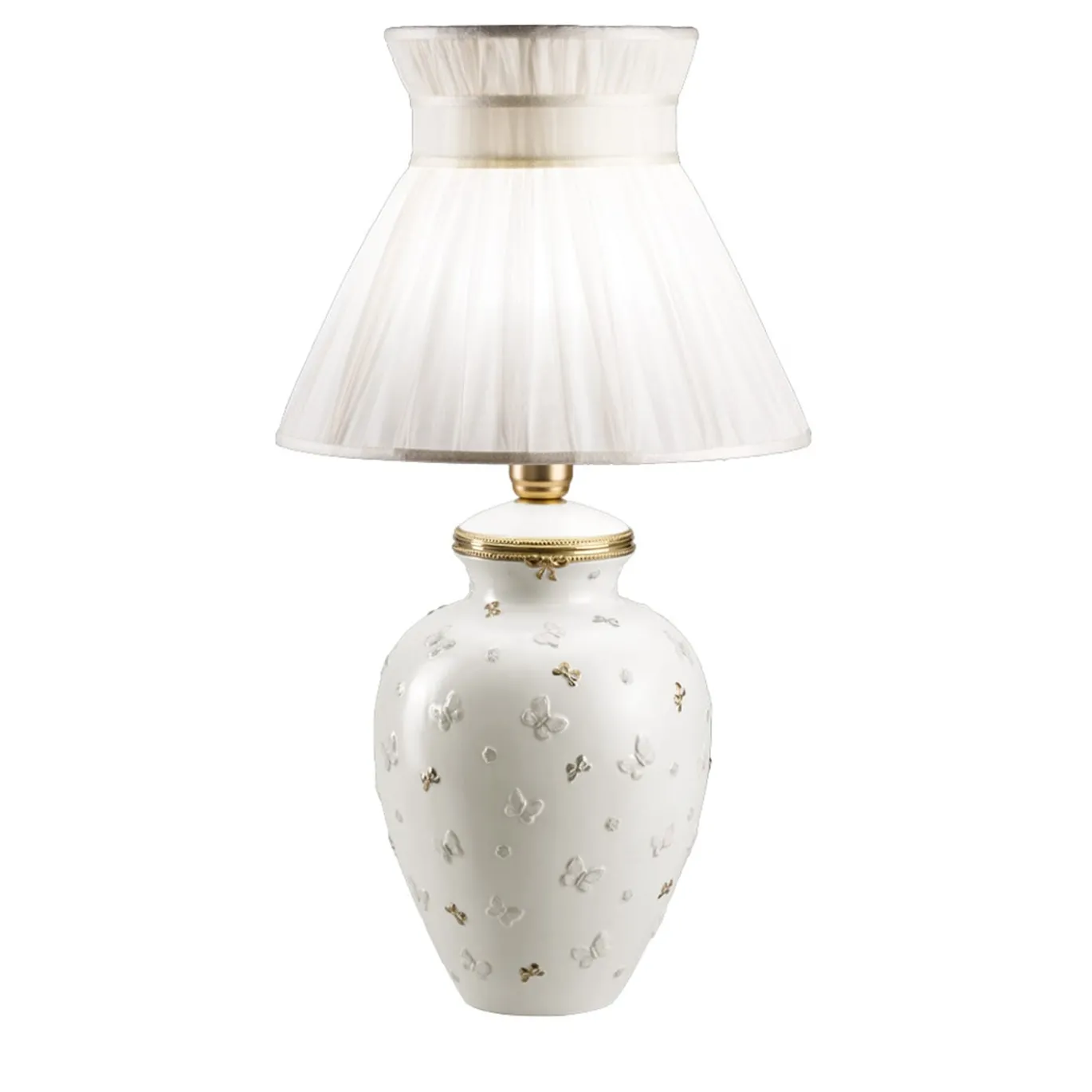 Lampada da tavolo media Butterfly in stile classico bianco