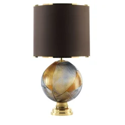 Lampada da tavolo Mercurio Grande in cristallo ambra e grigio linea Roma