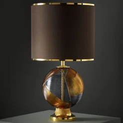Lampada da tavolo Mercurio Media in Cristallo Ambra e Grigio Linea Roma
