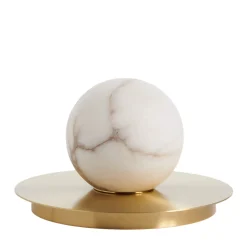 Lampada da tavolo Mini Alabaster Moon in ottone satinato