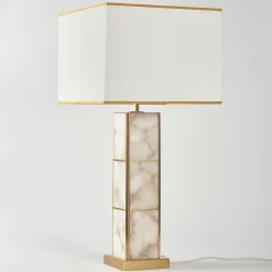 Lampada da tavolo Mole in ottone satinato e alabastro
