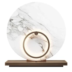 Lampada da tavolo Myring in marmo bianco e ottone