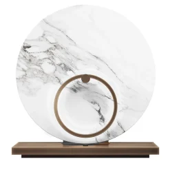 Lampada da tavolo Myring in marmo bianco e ottone