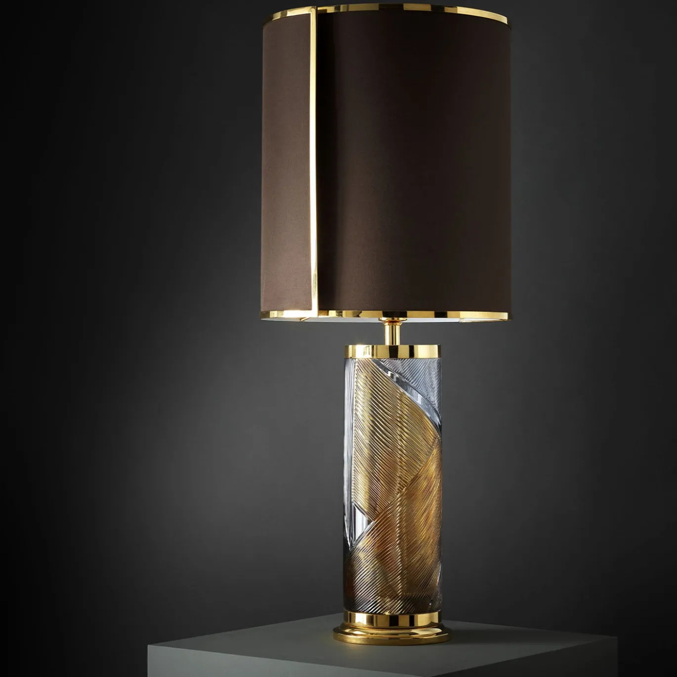 Lampada da tavolo Nautilus in cristallo ottanio e grigio Linea Roma