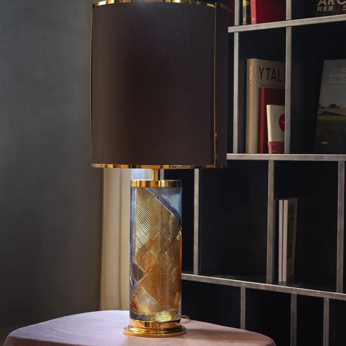 Lampada da tavolo Nautilus in cristallo ottanio e grigio Linea Roma