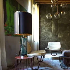 Lampada da tavolo Nautilus in cristallo ottanio e grigio Linea Roma
