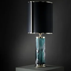 Lampada da tavolo Nautilus in cristallo ottanio e grigio Linea Roma