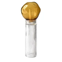 Lampada da tavolo Onna in ambra e cristallo