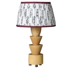 Lampada da Tavolo Palmetta in Acero con Paralume in Seta Bianco e Bordeaux