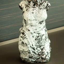 Lampada Da Tavolo Pensami In Ceramica Bianca E Paralume In Tessuto Nero