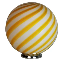 Lampada da tavolo piccola in vetro di Murano Canne a Vortice gialla e bianca