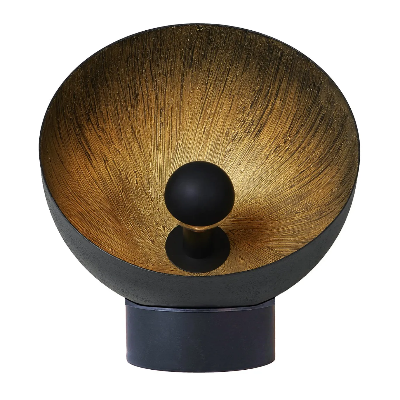 Lampada da tavolo Radar 400 in metallo nero e resina spazzolata oro