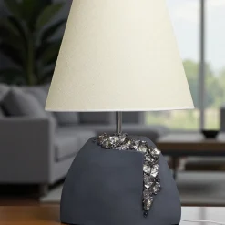 Lampada da tavolo Ramadura grande in ceramica nera