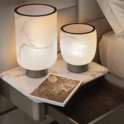 Lampada da tavolo Ramses Media in vetro marmorizzato