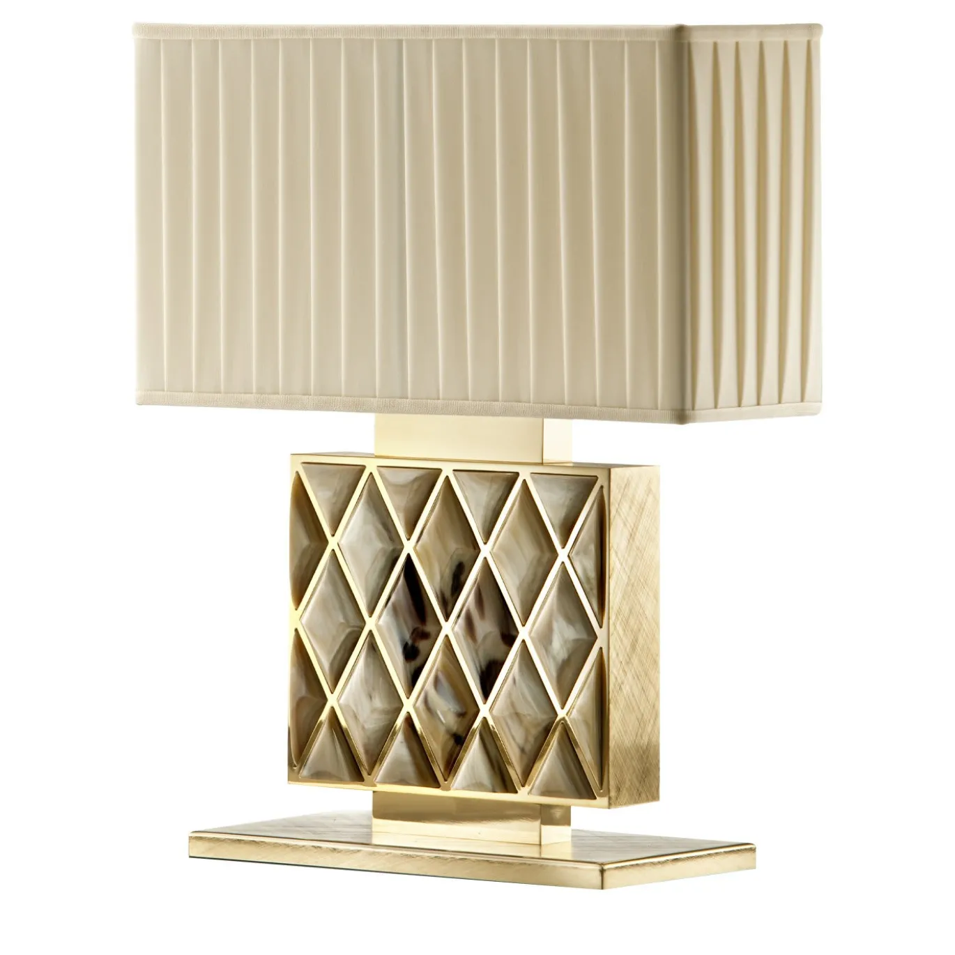 Lampada da tavolo rettangolare piccola in ottone