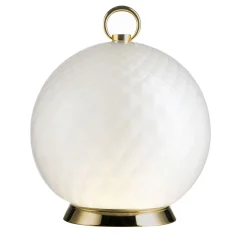 Lampada da tavolo ricaricabile in vetro di Murano bianco Gran Balloton