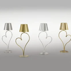 Lampada da Tavolo Ricaricabile Venus in Ottone Satinato Argento