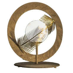Lampada da tavolo rotonda d'oro a taglio geometrico