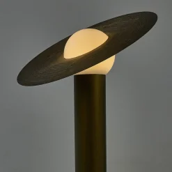 Lampada da tavolo Saturno in resina bronzea spazzolata