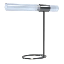 Lampada da tavolo Sbàrlusc in vetro trasparente e ottone canna di fucile di Isacco Brioschi