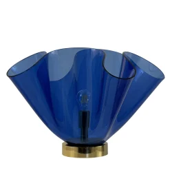 Lampada da Tavolo Scultorea Fazzoletto Blu in Vetro