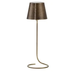 Lampada da tavolo senza fili in ottone anticato Antares Half-Circle di Harari